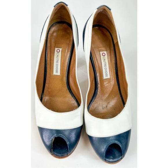 L'Autre Chose Peep Toe Wooden Heel Shoes, size 6.5 US / 37 EU - Picture 1 of 10